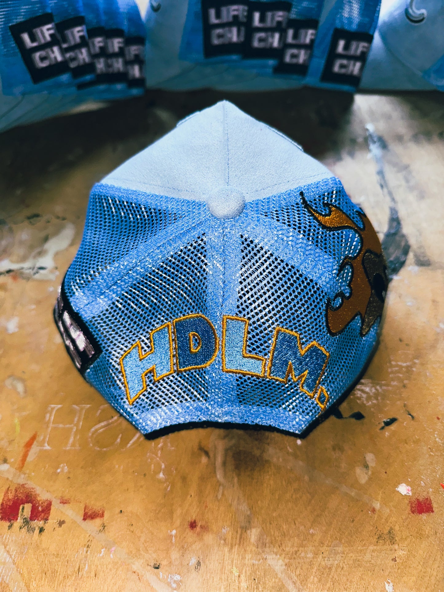 PSYCHO STARZ TRUCKER HAT - BABY BLUE