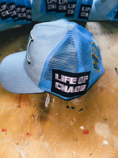 PSYCHO STARZ TRUCKER HAT - BABY BLUE